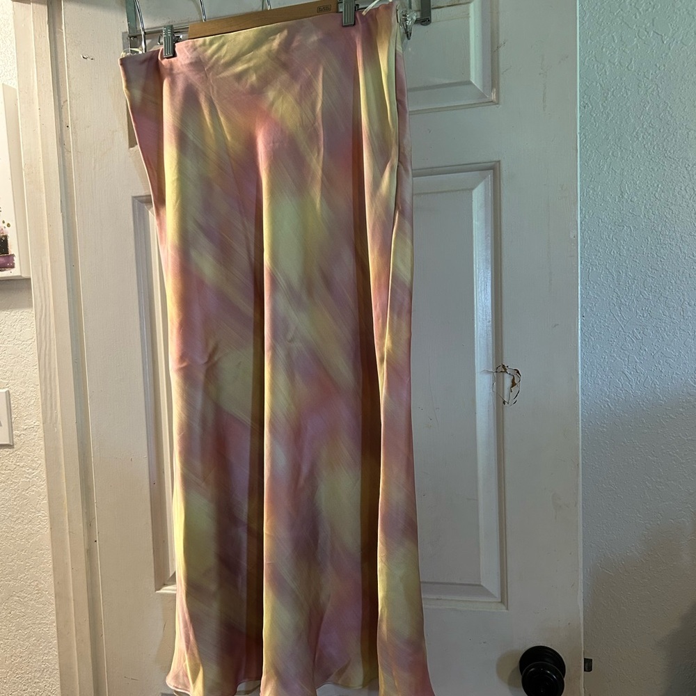 Zara Pastel Pink and Yellow Tie-Dye Maxi Skirt